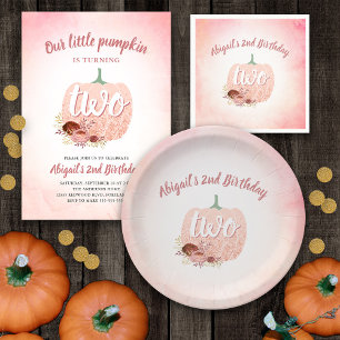 Ro Guld Glitter Pumpkin Girls 2:a födelsedag Part Pappersservett
