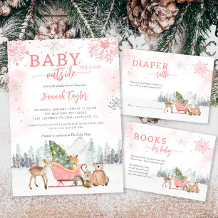 Baby Det är Kall utanför Winter Girl Baby Shower Inbjudningar