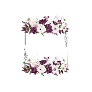 Plum och Silver Geometric Blommigt Bröllop Inbjudningar