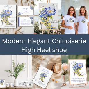 Modern Elegant Blommigt Chinoiserie High-Heel Brid T Shirt
