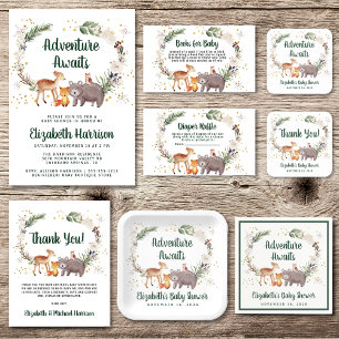 Winter Woodland Animals Par Baby Shower Inbjudningar
