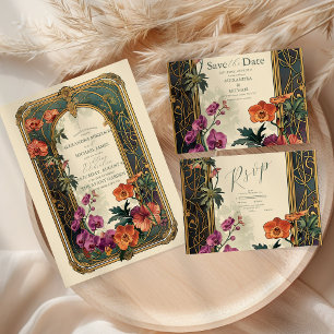Vintage Ornamental Blommigt Art nouveau Bröllop