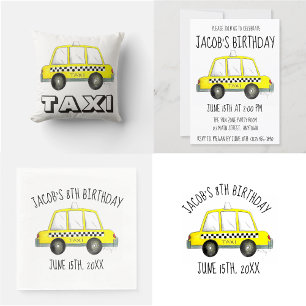 New York City NYC Gult Checkated Taxi Cab Car Inbjudningar