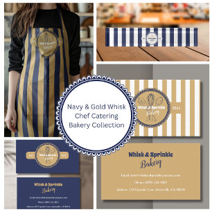 Catering Bakery för marin och Guld Whisk Chef Visitkort