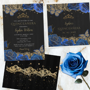 Vintage Blue Ro Black Guld Snöre Quinceañera Runt Klistermärke