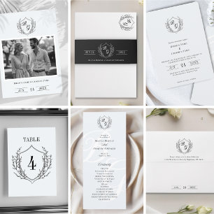 Vigsel Monogram svarta & vita detaljer Tilläggskort