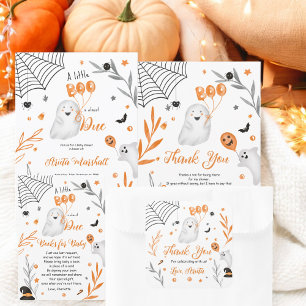 Cute Little Boo Halloween orange Baby dusch Tack Kort