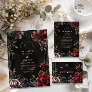 Victorian Art nouveau Blommigt Bröllop Inbjudningar