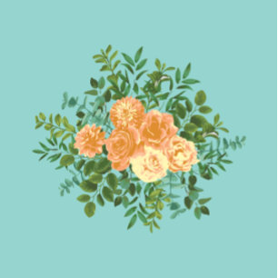 Persika & Aqua Peony & Rose Blommig Bröllop Inbjudningar