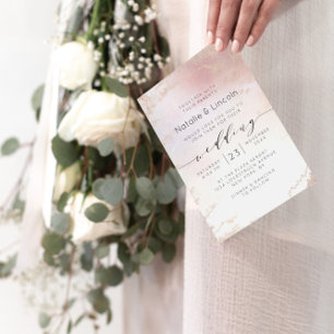 Ombre  Rosa Frosted Foil Script Bröllop Inbjudningar