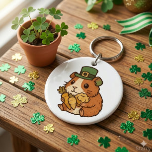 Busig marsvin St.Patricksdagen Nyckelring