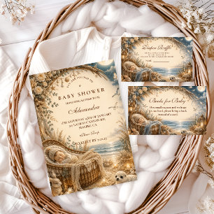Förtrollad strand boho baby shower inbjudningar