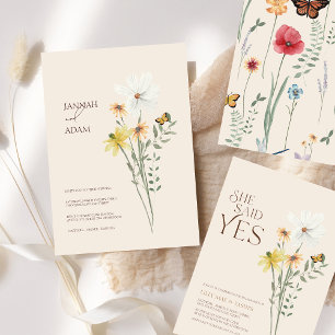 Whimsic Daisy Gult Wildblomma Kärlek och tack Kort