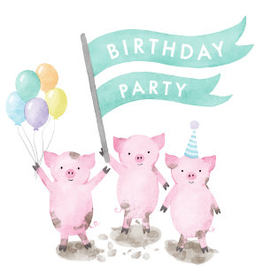 Inbjudan till rosa Piggy Barns födelsedag-partiet
