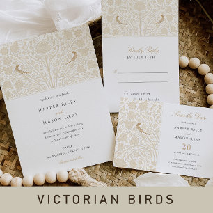 Golden Victorian Love birds Spara datumet Inbjudningar