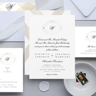 Kalligrafi, monogram Guld Deco Bröllop Etikettband