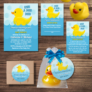 Gult Rubber Anka Rub A Dub Dub Baby Shower Tilläggskort
