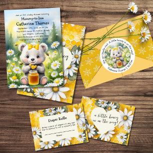 Blomsterträdgården Vår Baby Shower för honungsbjör Runt Klistermärke