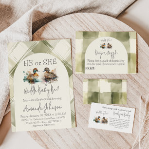 Elegant Waddle Det är Mallard Anka Gender Reveal Inbjudningar