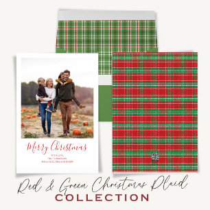 Tartan Pput Red julfoto Card 1 Photo Helgkort