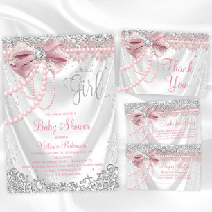 Elegant  Rosa Diamond Pear Baby Shower Pappersservett