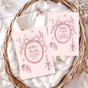 Sketch Hand plockade Bow Baby Shower Diapper Raffl Tilläggskort
