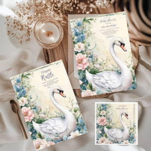 Elegant Blommigt Svan  Rosa Babykläder för   Pappersservett