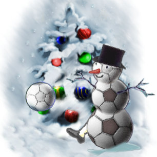 Soccer Ball Snögubbe jul Helgkort