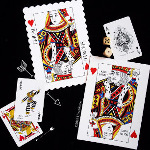 Poker Card Queen i Kung på Hearts Bröllop Inbjudningar
