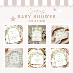 Grönt Camping Baby Shower Diapper Raffle Tilläggskort