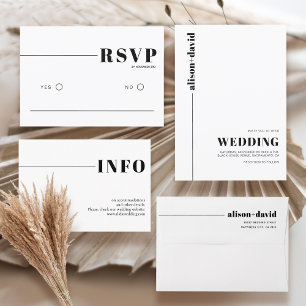 Svart, vit chic, typografi minimalistisk bröllop tilläggskort