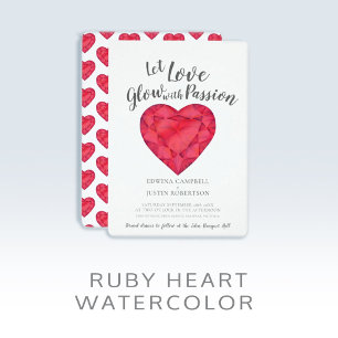 Låt kärlek glöda med passion ruby-vattenfärgen brö inbjudningar