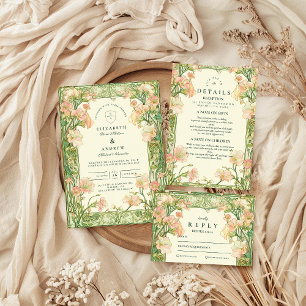 Art nouveau Rosa Sweet Pea Bröllop OSA Kort