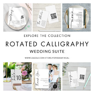 BUDGET Elegant Calligraphy QR Code Bröllopsinbjuda