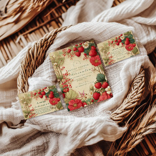 Whimsical Jordgubbs Botanicals Bröllopsdusch Tack Kort