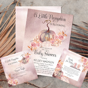Rosa Pumpkin Boho Pampas Baby Shower Ord Scramble Inbjudningar