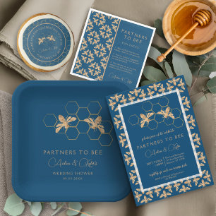 Möhippan Indigo & Honeycomb Golden Bee Fyrkantigt Klistermärke