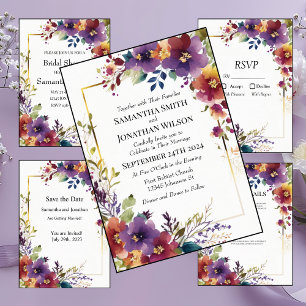 Elegant Watercolor Flowers Bröllop Rehearsal Inbjudningar