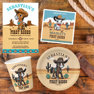 Första Rodeo-födelsedagsfesten för söt cowboyhäst  Inbjudningar