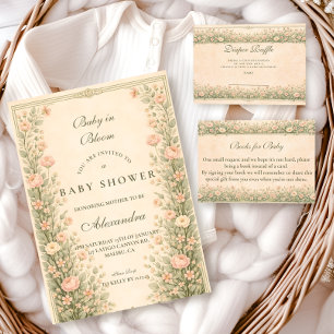 Vintage Rose Botanisk Bebis Shower Inbjudningar