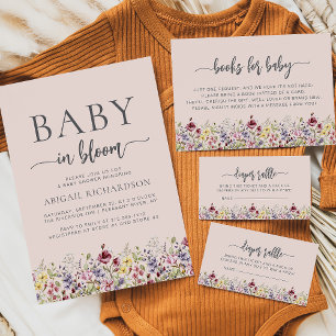Baby i knopp Boho vilda blommor Rosafärgad babyfes Inbjudningar
