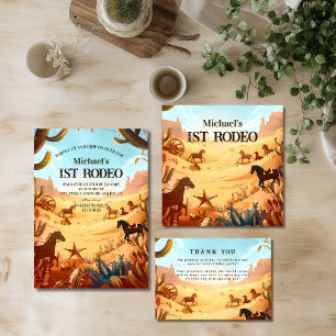 Rustik Cowboy Rodeo 1-årsfirande Inbjudningar