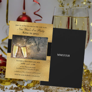 Gott nytt år Kväll Cheers Festive Black Guld Vinflaska Etikett