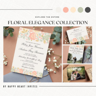 Blommigt Elegance Peach  Sage Classic Tack Kort