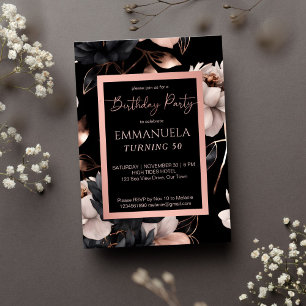 Tack för elegant Black ro guld födelsedag! Runt Klistermärke