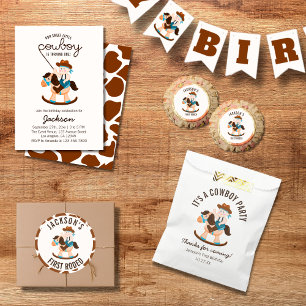 Western Cowboy Rocking Horse Boy Birthday Inbjudningar