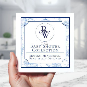 Blå Toile de Jouy Bebis Shower Servetter