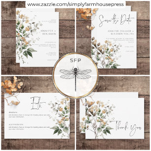 Rustic delikat Tan Fall Wildblomma Bröllop Tack Kort