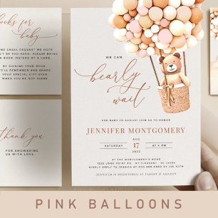 Bear Balloons Baby Shower allt i en inbjudan