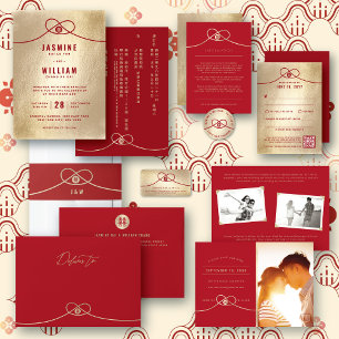 Red Knot Union Dubbla Happity China Bröllop OSA Kort
